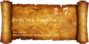 Kránik Tamás névjegykártya