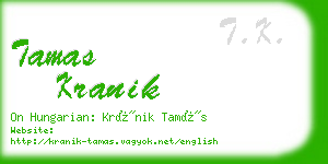 tamas kranik business card